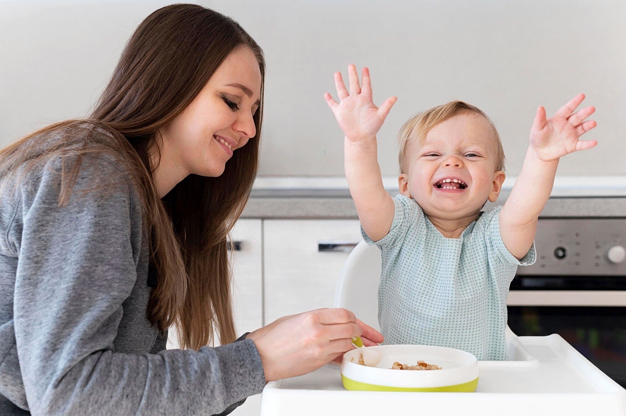 Child eating variety of food 